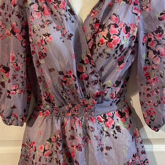 Express Floral Wrap Blouse - Purple and Pink - Picture 2 of 7